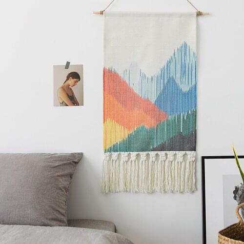 Macrame Woven Wall Hanging Tapestry Home Geometric Mountain Wall Art Decor Handmade Bedroom Living room Wall Tapestry