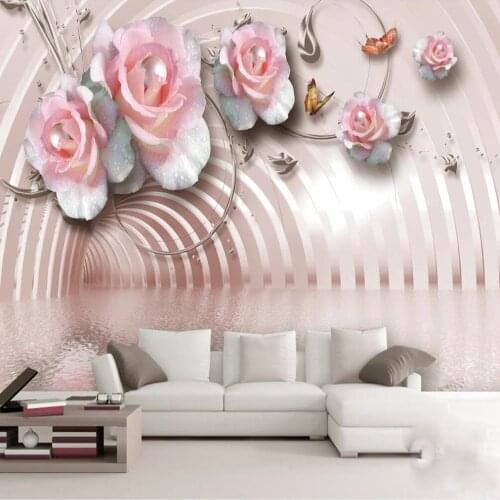 Milofi Custom 3D Wallpaper Mural Exquisite Rose Jewelry Flowers Living Room Background Wall Decoration Painting Wallpaper Mural