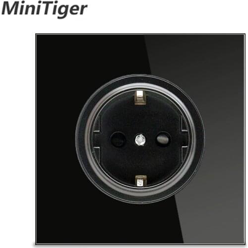 Minitiger 2019 New Arrival Crystal Glass Panel 16A EU Standard Wall Power Socket Outlet Grounded With Child Protective Lock