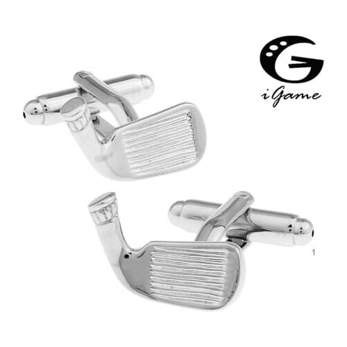 IGame Factory Price Retail Mens Cufflinks Silver Color Brass Matrial Golf Design Cuff Links