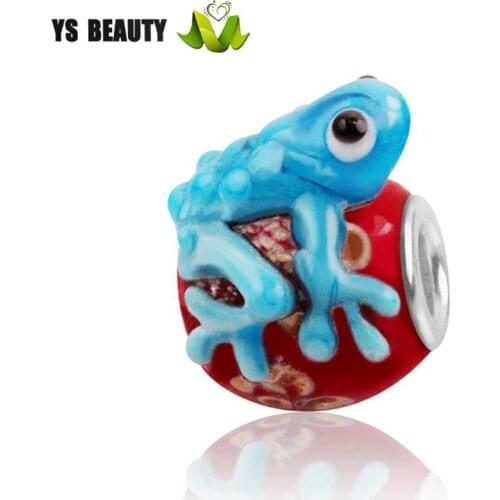 Ball frog shaped glass beads 925 sterling silver core suitable for European and American personality beaded bracelet collocation