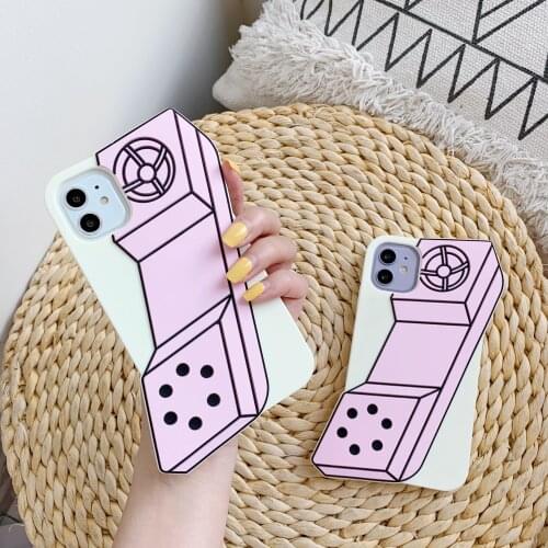 3D Funny Cartoon Classic Telephone Phone Shaped Case for iPhone 11 Pro Max XR X XS Max 7 8 Soft Silicone Back Cover Phone Bags