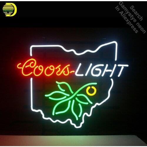 Neon Sign for Coors Light OH Buckeye Neon Bulbs sign Lamps handcraft Glass tubes Decorate Beer Wall Room signs made to order