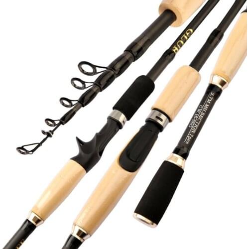 2021 New Fishing Rod 1.8m 2.4m 2.7m 2/3 Sections Casting Spinning Rod Lure 5g-40g Travel Rod Baitcasting Rod Straight/Gun Handle
