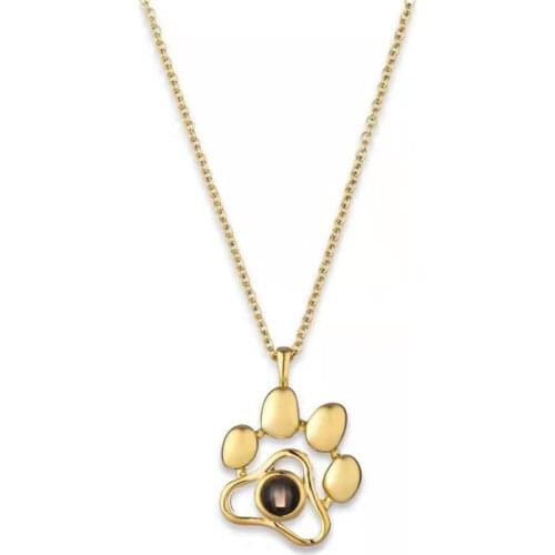 WWLB Pendant Necklaces Footprints Cat Dog Paw 100 Languages I Love You Necklace Projection Memory Jewelry