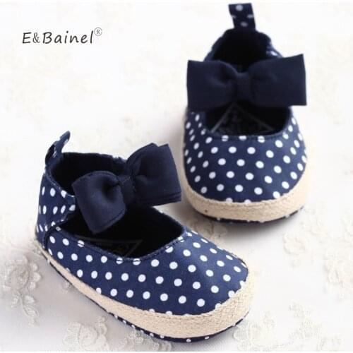 First Walkers Newborn Bowknot Dot Baby Girl Shoes Baby Shoes Toddler Prewalker Anti-Slip Shoes