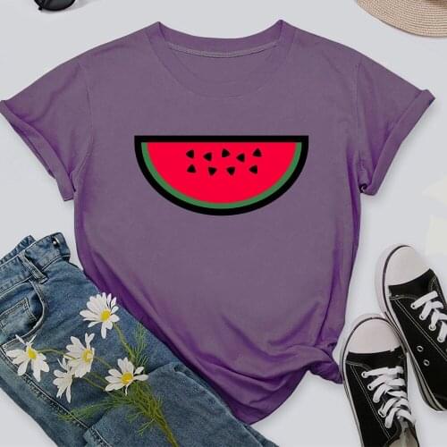 Watermelon 2021 Women Casual Harajuku Fashion T-shirt Print O-neck Short Sleeve Elastic Stretched Tee Shirt TX9346