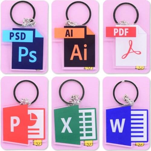 Software Icon Keychain Double Sided Cartoon Keyrings Cute Anime Acrylic Pendant Accessories PCB260-265