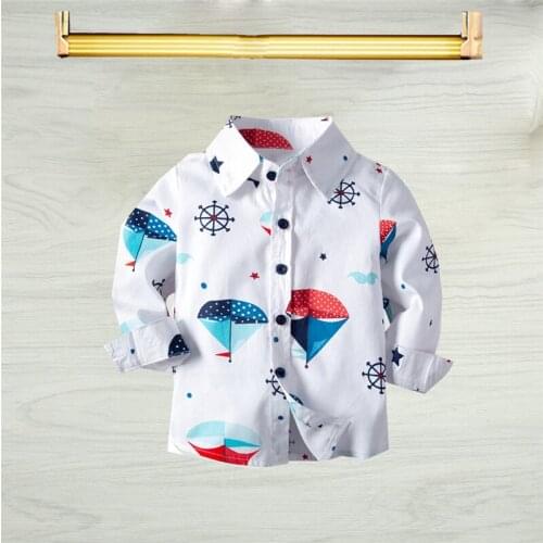 Boys shirt Baby Boy Clothes Cartoon sailboat Pattern Children Toddler Boy Long Sleeve Tops Tee Brand boy shirt