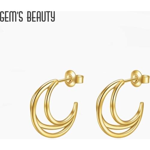 GEMS BEAUTY 18K Gold Filled 925 Sterling Silver Triple Wire Interwoven Hoop Earrings Twisted Open Earrings For Women Jewelry