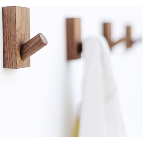 Solid wood hat hooks wall hanging wall stickers strong viscose hooks no holes creative sticky hook