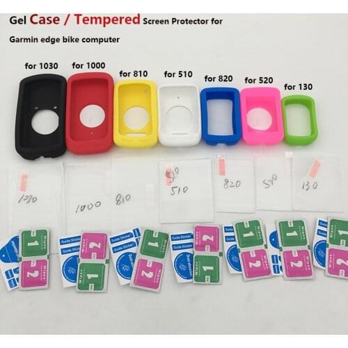 Generic skin Case & Tempered Screen Protector toughened film for Garmin bike Computer Edge 130 520 plus 530 820 830 1000 1030