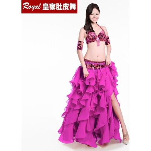 Adult Belly dance Costume set Professional Performance Wear Belly dance Dress Beaded Bra &Arm& Skirt Womens Belly Dance Set