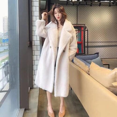 Wenfly Women Winter Faux Fur Mink Warm Long Jacket Overcoat Female Cotton Thick Korean Casual Loose Oversize Outerwear