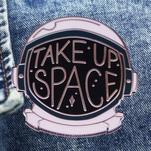 "Occupy Space" - Space Helmet Brooch Metal Enamel Lapel Badge Collect Denim Jacket Backpack Pin Given Friends And Fans Gifts