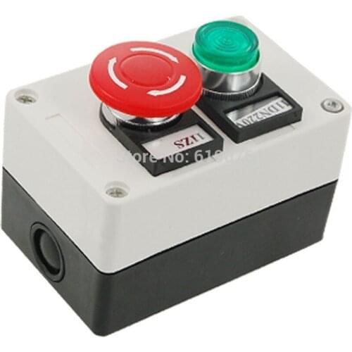 AC 220V Green Indicator Self Locking Switch Rotary Push Button Station