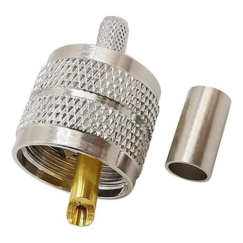 10Pcs/lot UHF Male PL259 Crimp RF Coax Connector UHF PL-259 Plug Solder Adapter for RG58-142 LMR195 LMR200 RG400 Cable