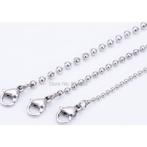 100pcs 1.2mm to 2.4mm 316L Stainless Steel Necklace Ball Beads Chains For Pendants Men Womens DIY Jewelry Accessories Bulk Lot