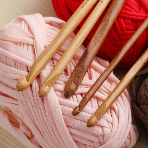1Set 12pcs 6" Bamboo Handle Crochet Hook Knit Craft Knitting Needle Weave Yarn 3-10mm Sewing Accessories