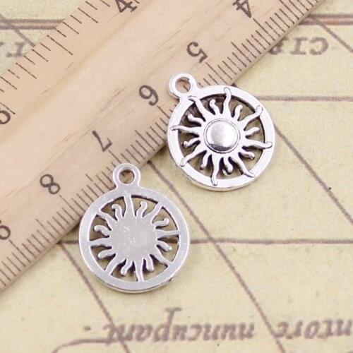 20pcs Charms Sun Sunburst 20x16mm Tibetan Bronze Silver Color Pendants Antique Jewelry Making DIY Handmade Craft