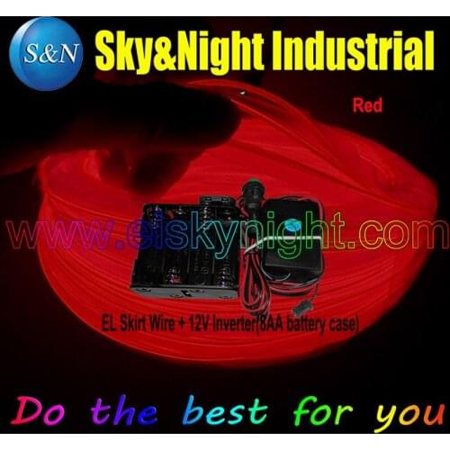2017 Hot Item Red-10M EL Wire/EL Welt Wire/EL Skirt Wire-Kelly With 8AA Inverter +Free Shipping