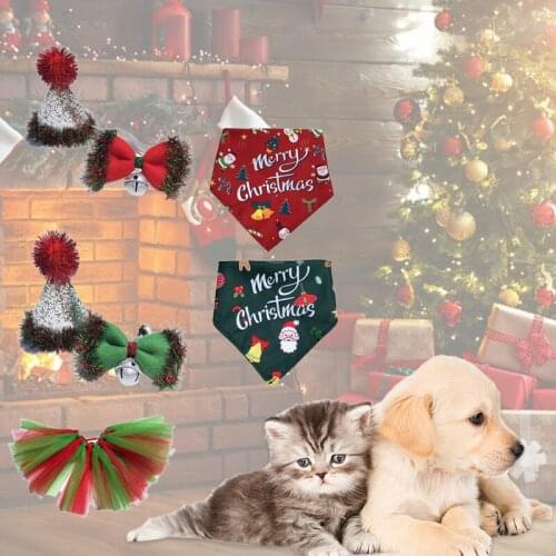2021 Pet Dogs Caps Bowknot Cat Dogs Festival Celebration Costume Santa Claus Hat Cats With Sequin Design Headwear Cap Hat Props