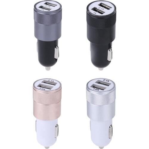 2.1A Aluminium Alloy Dual USB Car Charger Cigarette Lighter Socket Car Charger Socket Adapter Mobile Phone Charger Fast Charger