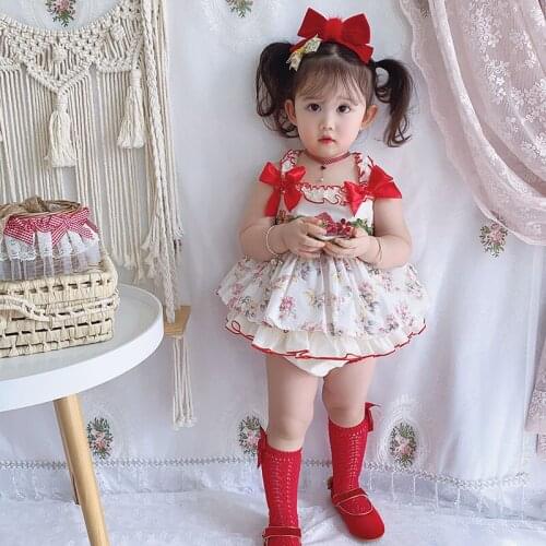 Autumn Custom Spanish Baby Birthday Dress Strap Bubble Princess Dress Christmas Dress Toddler Girl Dresses Wedding Party