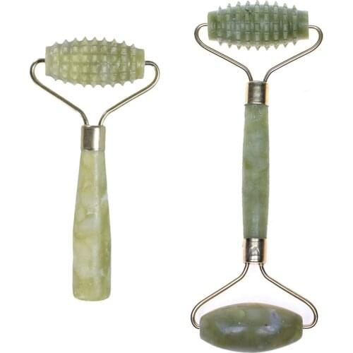 Face Lifting Tool Double Head Green Jade Roller Massager Eye Face Neck Facial Slimming Thin face Beauty Health Care Tools