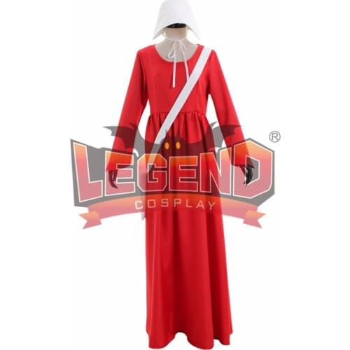 The Handmaids Tale Cosplay Costumes red dress bonnet and bag custom made
