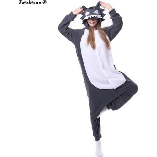 Animal Cosplay Wolf Costume Adult Onesie Pajama For Halloween Carnival Masquerade Party Performance Unisex Nightwear