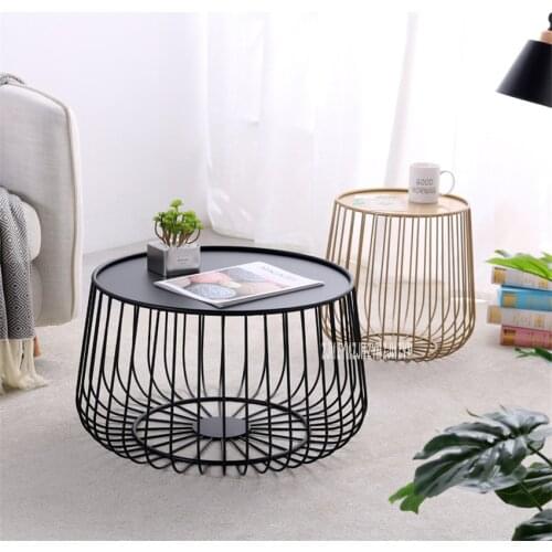 SY21410 Pumpkin Shape Storage Round Table Simple Small Coffee Table Living Room Creative Iron Tea Table Metal Sofa Side Table