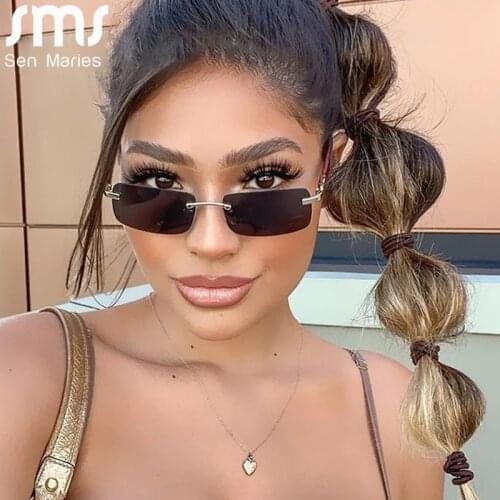 Square Rimless Sunglasses Fashion Cutting Men Women Shades UV400 Vintage Punk Glasses Luxury Brand Designer