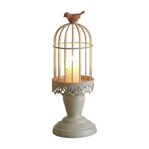Small bird cage Candle holder creative iron table candle holder American home soft decoration props ornaments Candlelight dinner
