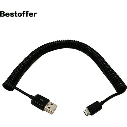 Micro USB 5 Pin to USB 2.0 Male to Male Spiral Retractable 3 Meters Data Extension Cable For Android