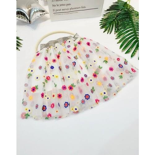 Soft Mori Flower Princess Pleated Skirt Summer Chiffon Fluffy Harajuku Kawaii Tulle Girls Skirts Polleras Toddler Skirt BW50DR