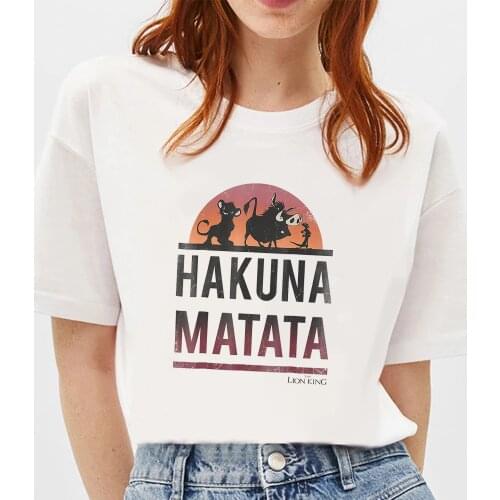 New Disney The Lion King T shirt Women Simba Timon Pumbaa Print Tshirt Fashion Casual Harajuku T-shirt Female Cute Unisex Tee