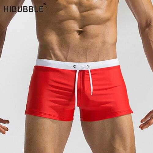 HIBUBBLE Newest Mens Swimming Trunks Pocket Swimwear Men Sexy Mens Swimsuit Swimming Shorts Mens Swim Briefs Zwembroek Heren