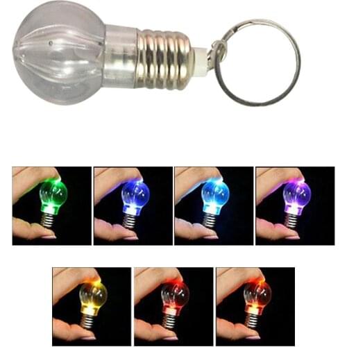 Novelty Lighting Mini LED Light Bulb Keychain Key Ring Illuminate cartoon Car Key Ring Lamp Pendant Key Fob Christmas Gift