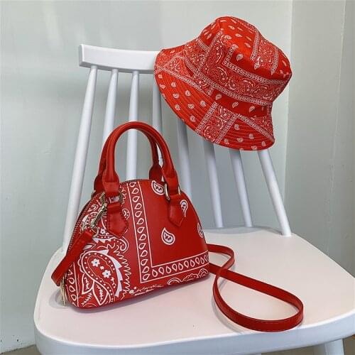 New Fashion Bandana Crossbody Handbags 2021 Purse Small Handbags for Women Ladies Cashew Flower Bucket Hats and Purse Set