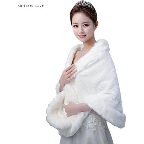 Chalas Mujer New Faux Fur Wraps Cape Warm Large Big Shawl Winter Wedding Cover Up Stole Women Fur Shrug Coat Bridal Accessories