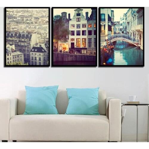 Featured Building Oil Canvas Prints Poster Modern Space Art No Frame Wall Picture Watercolor Home Decor Painting For Living Room