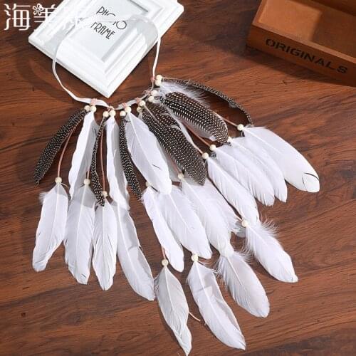 Haimeikang Personality Bohemian Feather Headband Elastic Band Feather Tribe Festival Feather Hair Band Hair Accessories