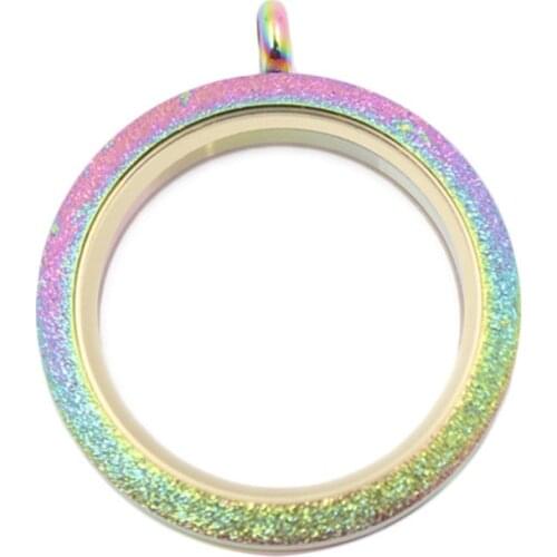 Rainbow shine screw stainless steel floating locket floating charms memory lockets for women jewelry