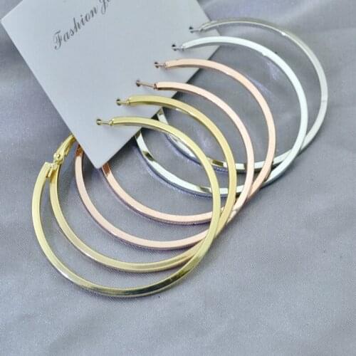 Hoop Earrings For Women Big circle gold Square Round diameter 4-7cm Fashion Jewelry Accessories youth sexy personality Earrings