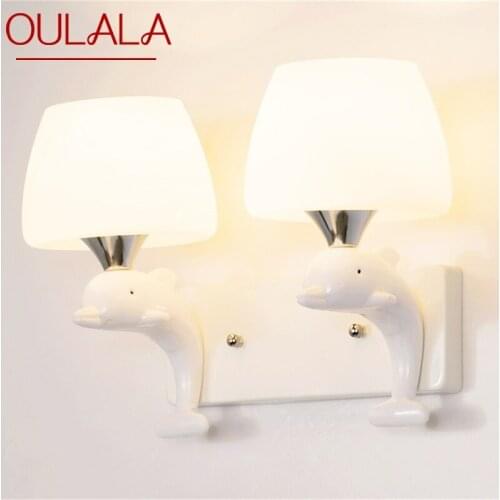 OULALA Wall Lights Modern LED Lamps Creative Cartoon Indoor White Dolphin For Home Children Bedroom