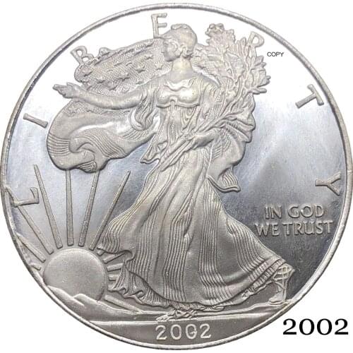 United States America 2002 W In God We Trust 1 OZ Fine Silver Bullion Eagles One Dollar Silver Plated Copy Commemorative Coin