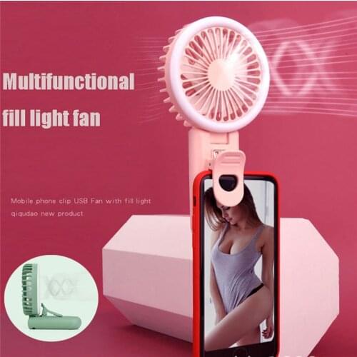 Selfie Led Ring Light With Fan 3 Level Light Portable Mobile Selfie Lamp Clip Telephone Rechargeble 800mAh Photography