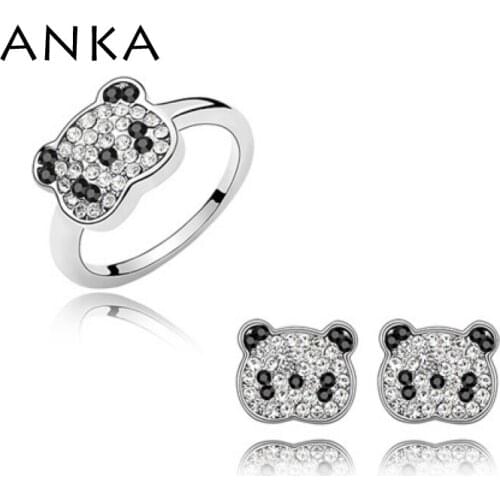 ANKA Sterling Jewelry Sets Unique Pair Young Lady And Cute Panda Austria Crystal Fashion Set High Quality Free Shipping #84265