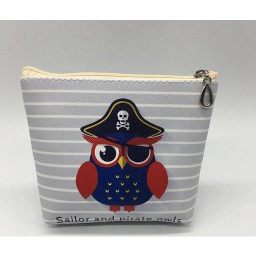 M229 Women Purses Cute Cartoon Owl Series Doctor Captain Pattern PU Leather Coin Bag Key Data Cable Package